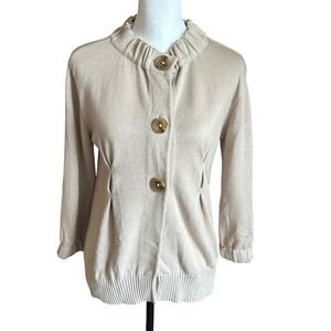 Vince Cardigan Women's Small Beige Cotton Cashmere Knit‎ Button Front Sweater